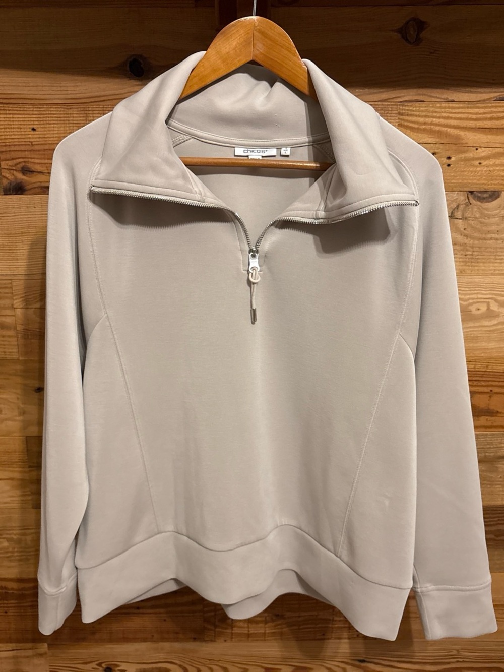 Chico’s Women's Half-Zip Pullover Sweater in Light Beige
